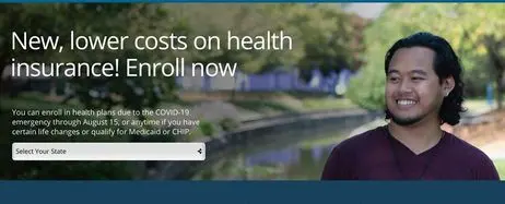 sceenshot of the healthcare.gov website