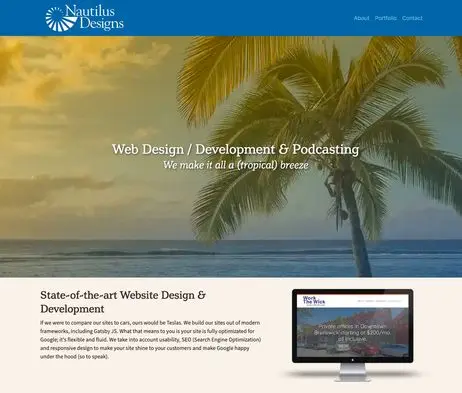 Screenshot showing the website design