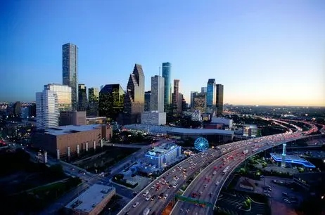 Aerial Of Houston Skyline From Northwest