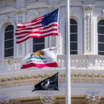 Sacramento Capitol dome and California state flag