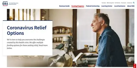 screenshot of the SBA resources page