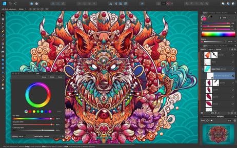 screen shot of Affinity Designer showing their color blend