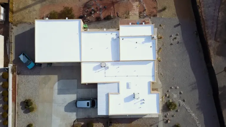 top view flat white roof