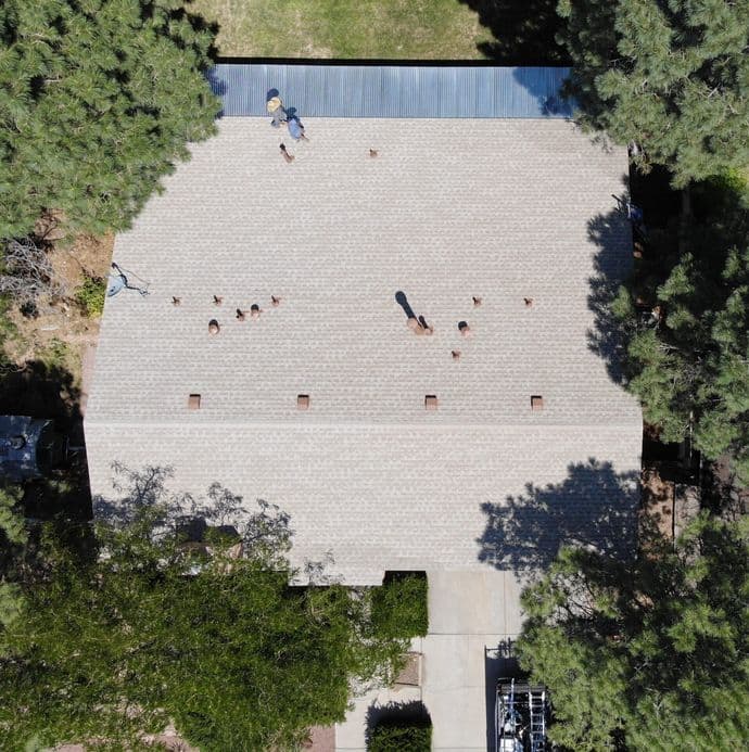 aerial view of asphalt roofing