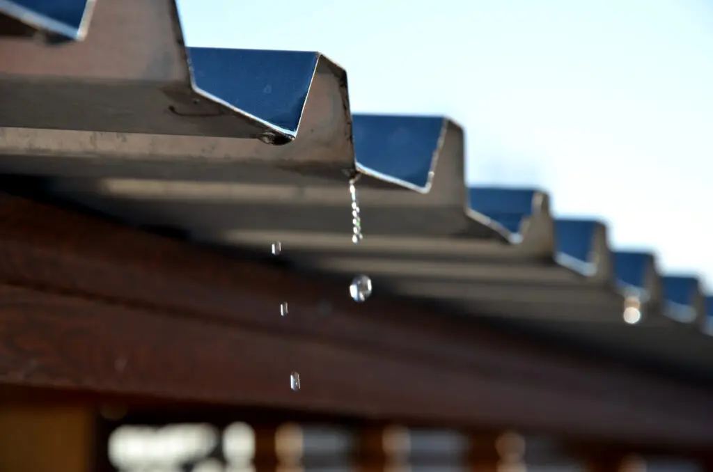 corrugated roof with water