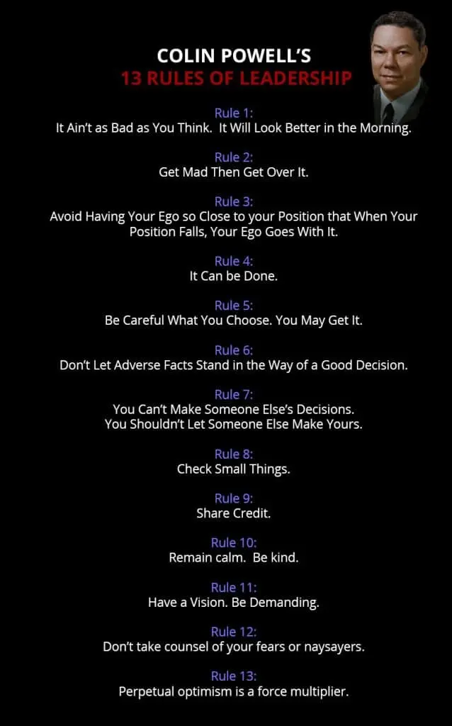 COLIN POWELL’S 13 RULES OF LEADERSHIP