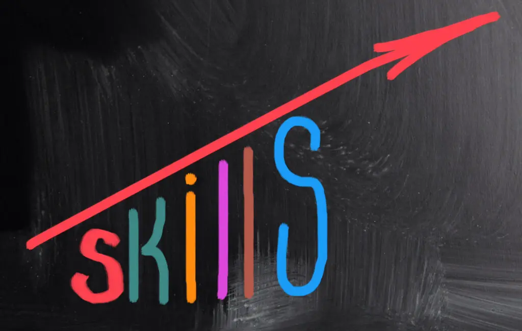 Word skills with arrow pointing upward