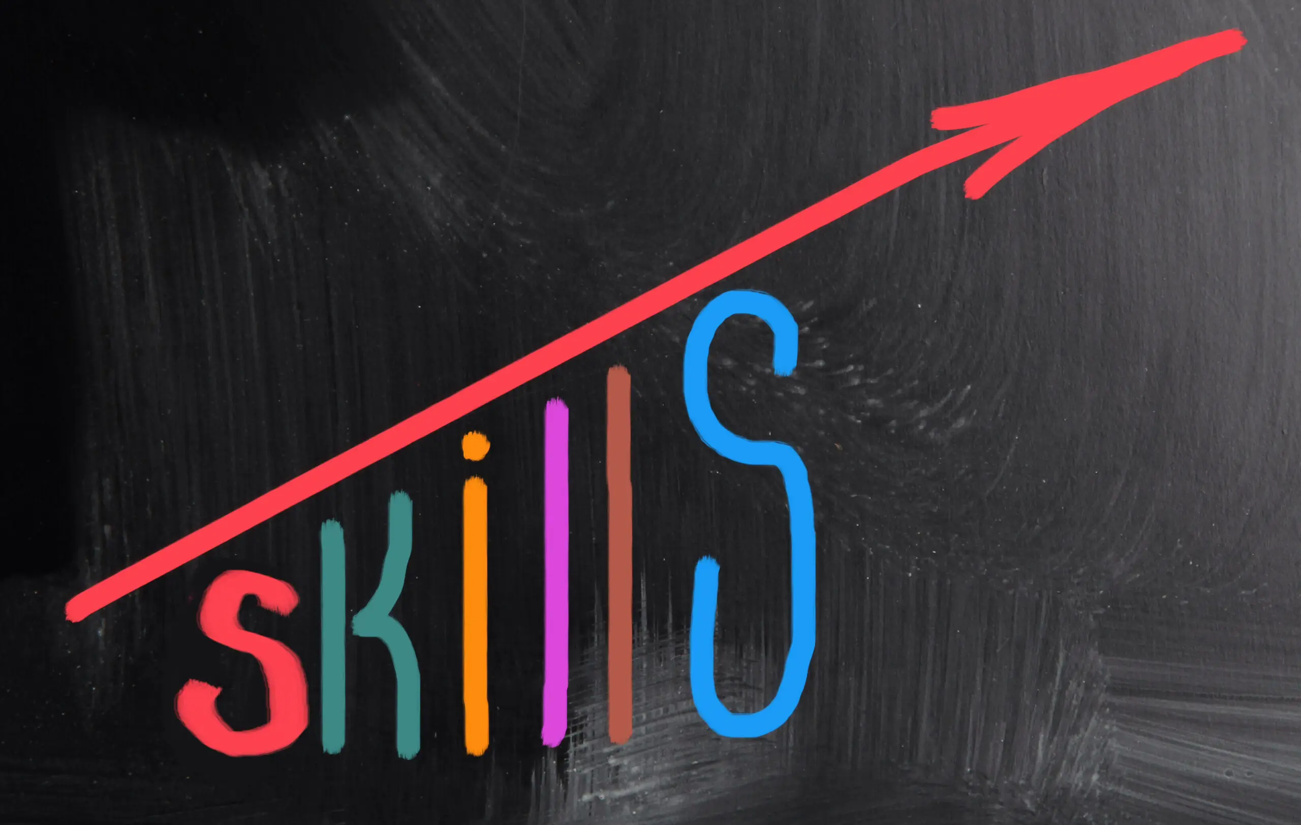 Word skills with arrow pointing upward