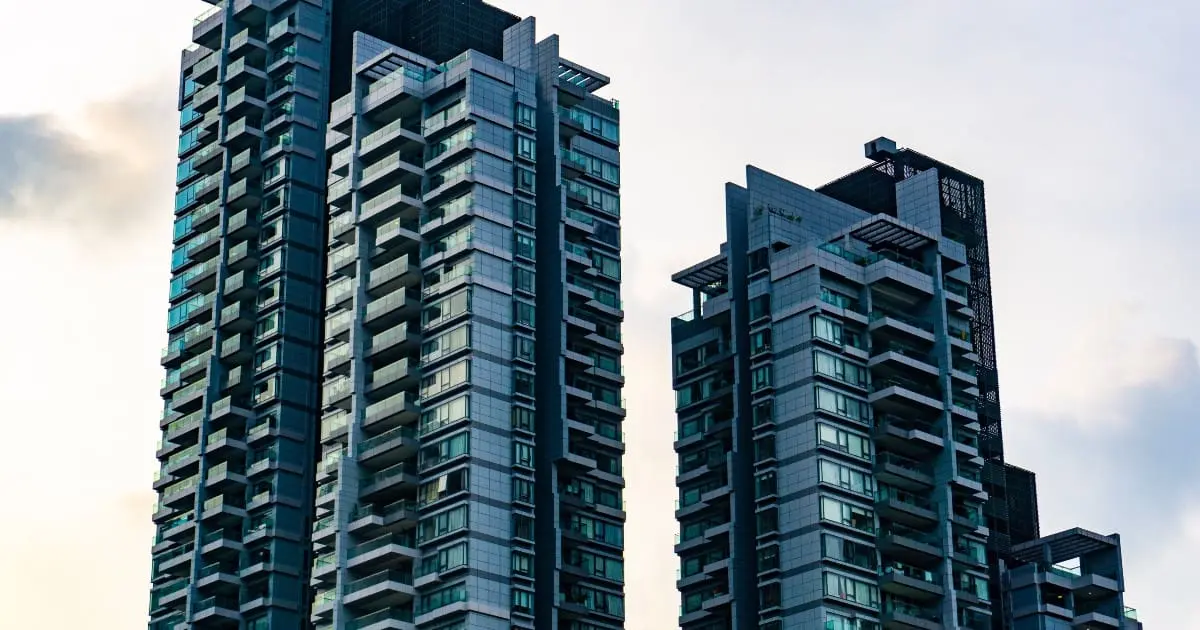 skyline with two condo buildings