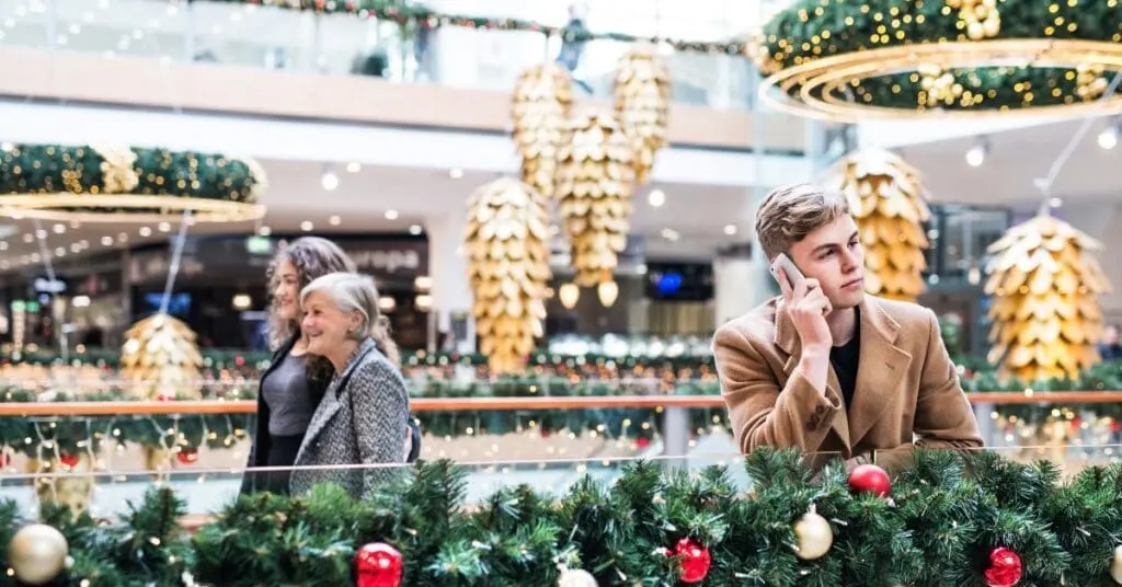 mall during the holidays