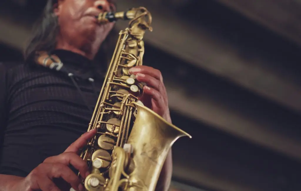Image of a man playing Jazz saxophone for the San Jose Jazz Summer Fest