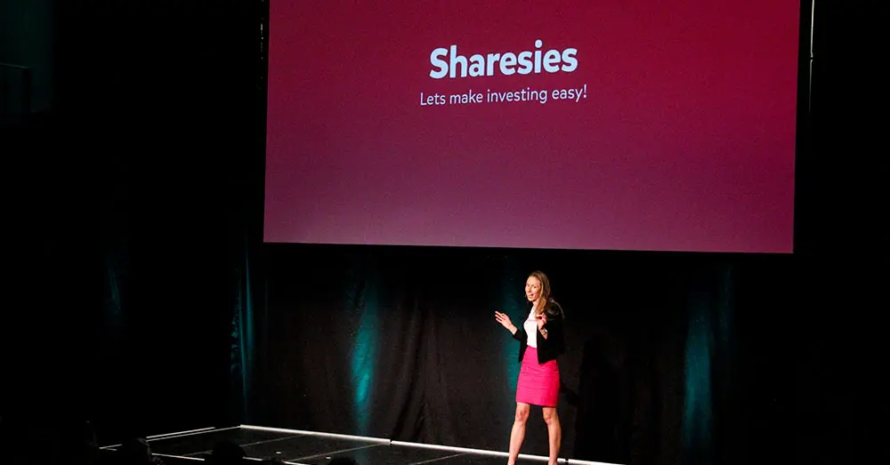 woman founder presenting