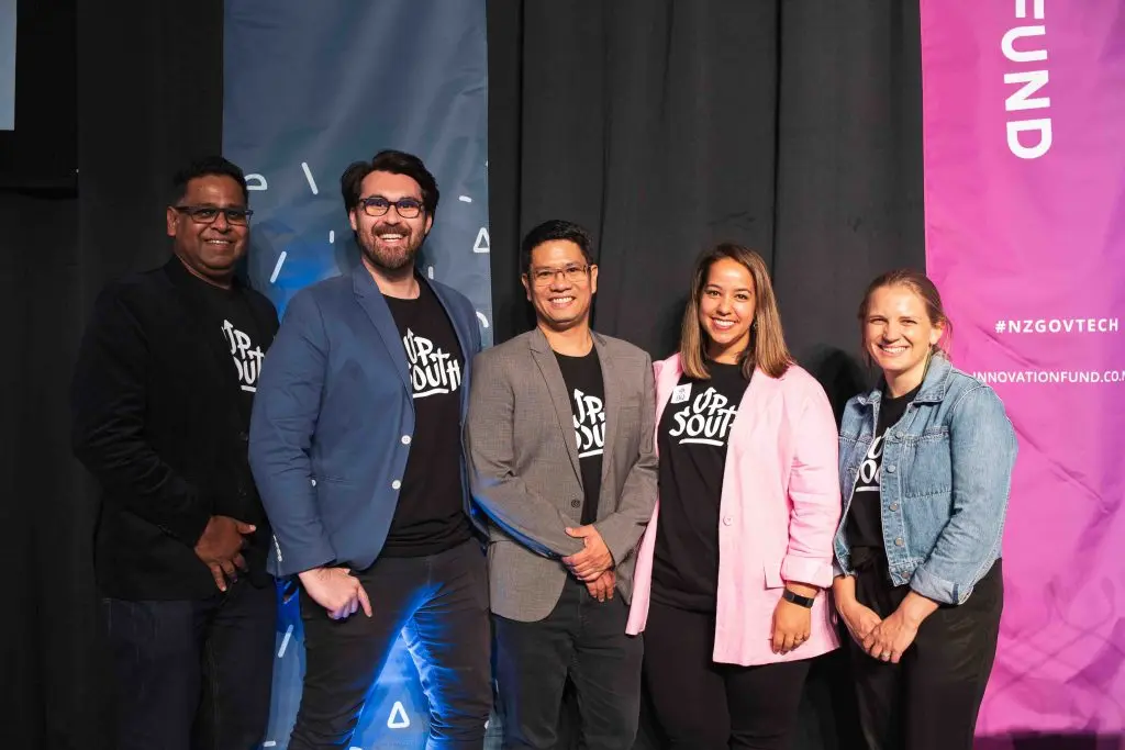 Govtech Accelerator Up south team posing at the innovation showcase