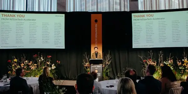 GovTech Director on stage at the Beehive