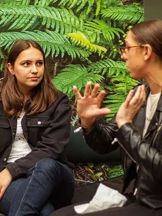 three young female founders chatting