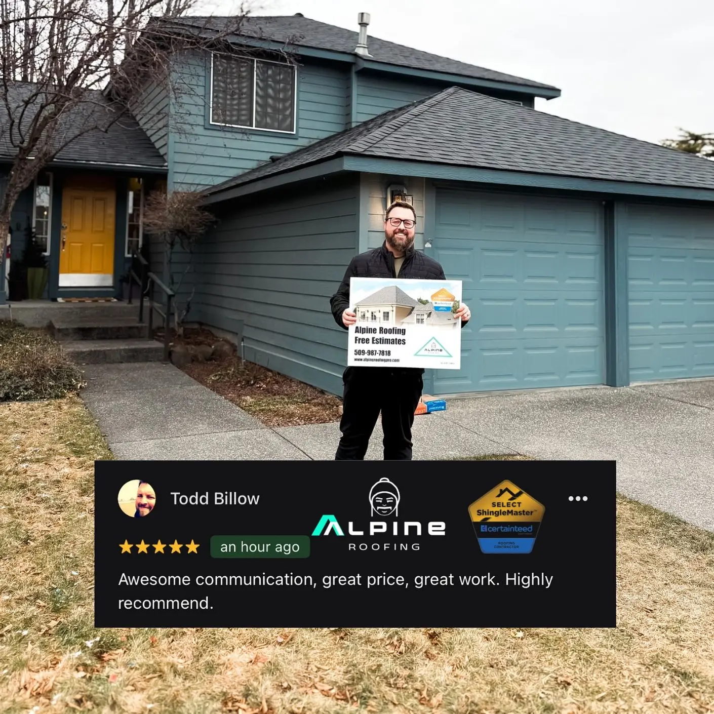 Alpine Roofing happy customer.