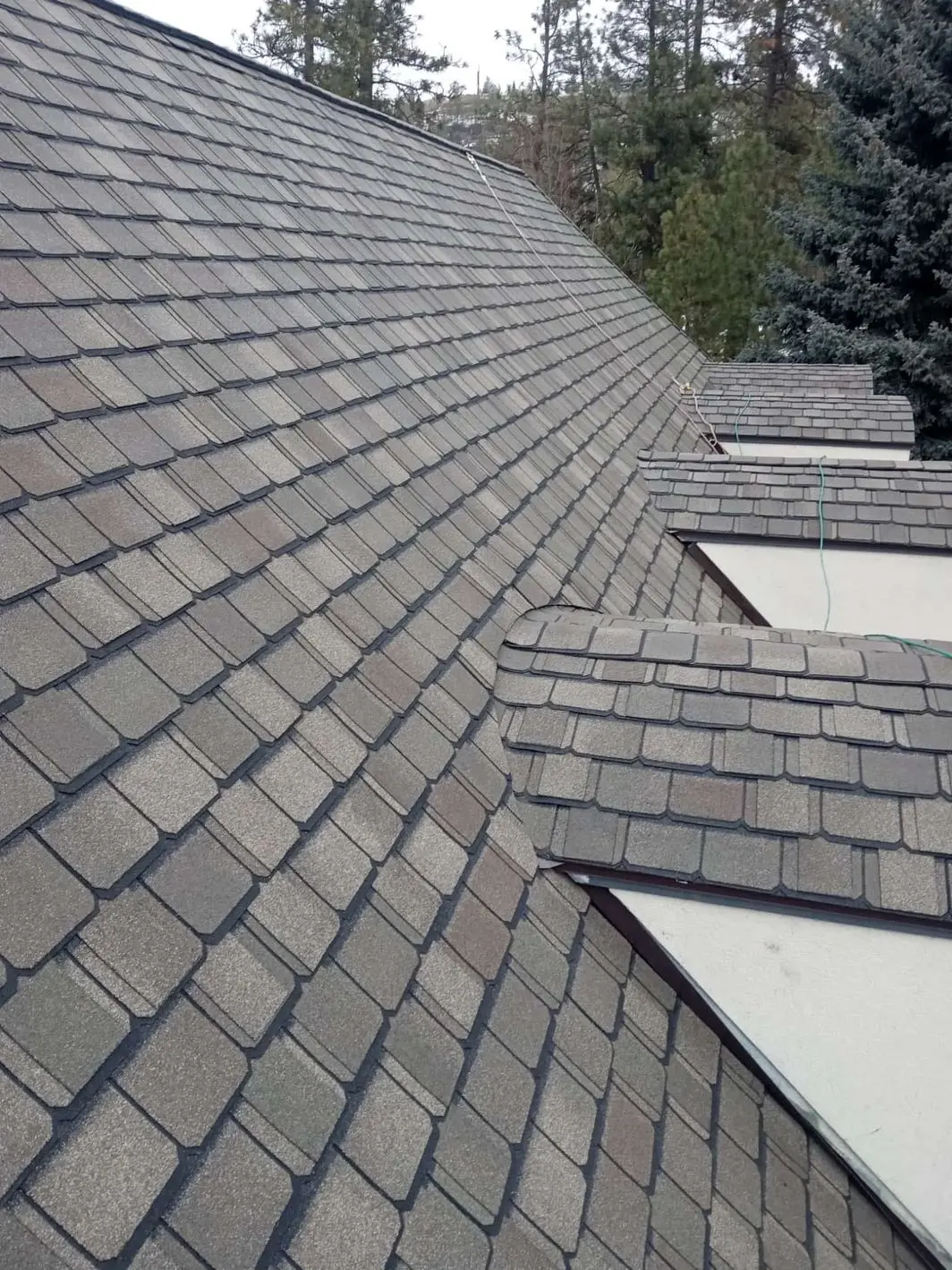 Closeup shot of a gray roof on a house in Spokane, Washington.