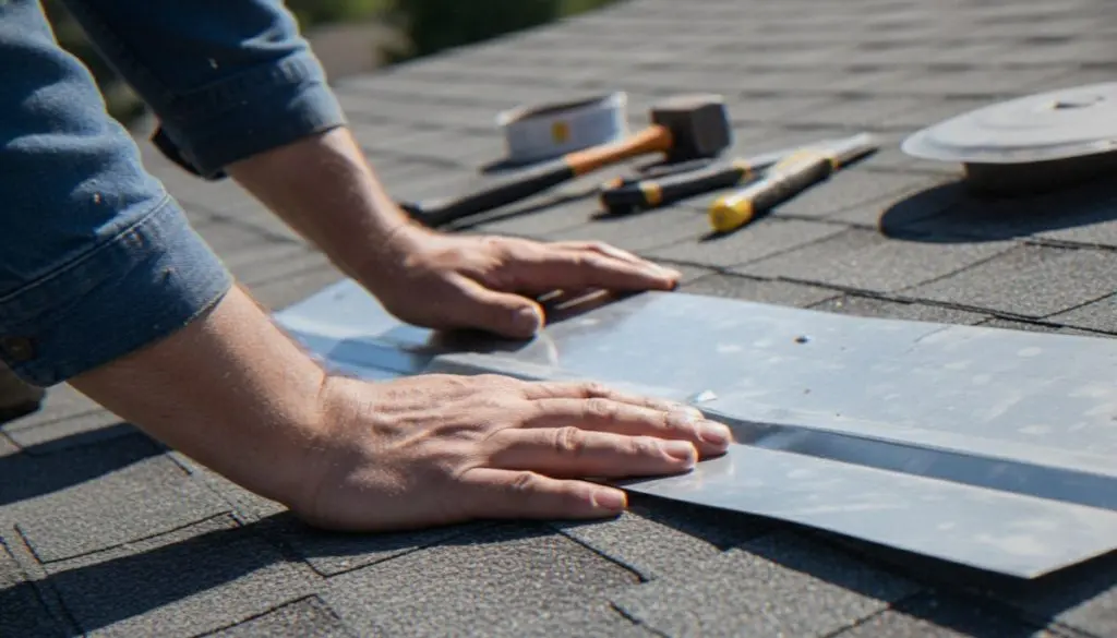 worker fixing Roof