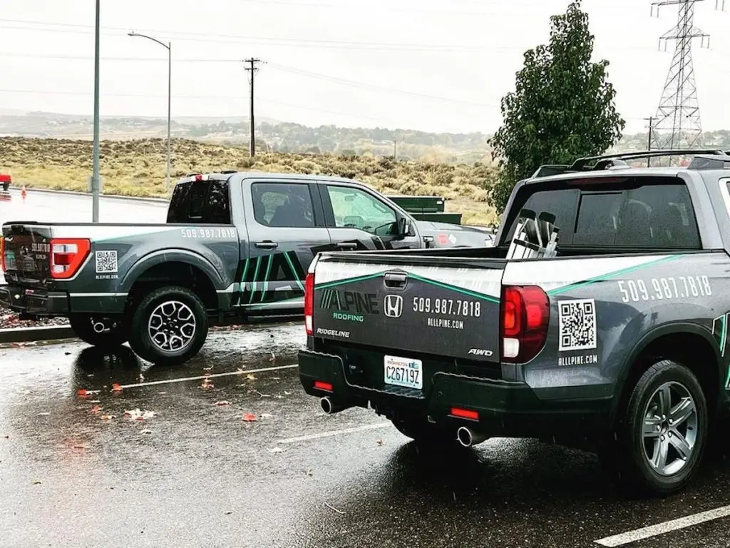 Alpine Roofing service truck in Spokane