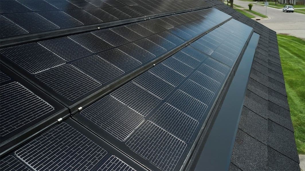 Close-up view of CertainTeed Solstice Solar Shingles installed by Alpine Roofing in Spokane, Washington, showcasing their seamless design.