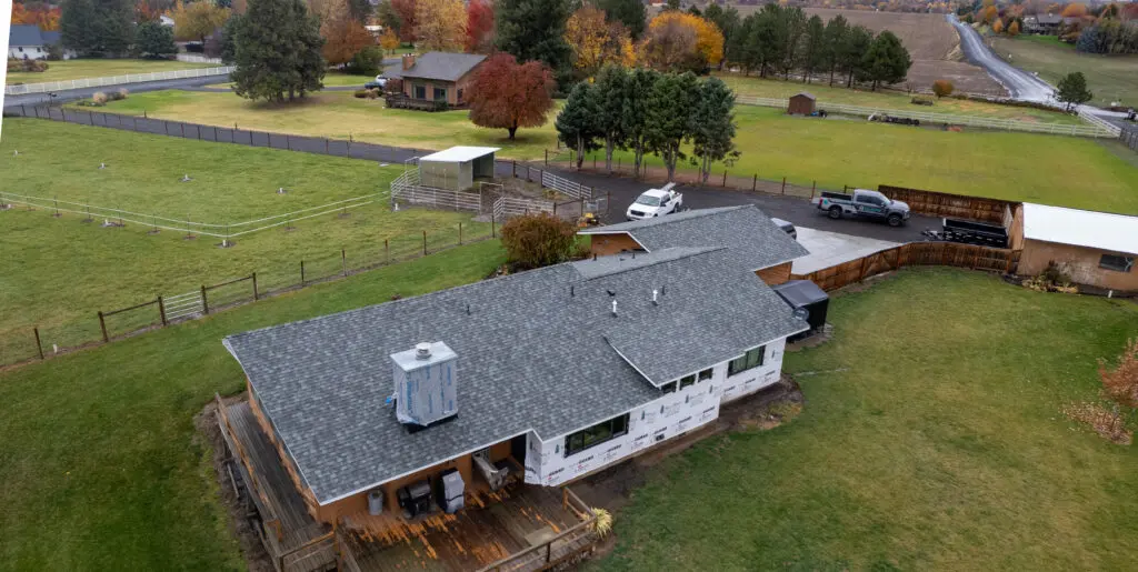 Bird's eye view of a home in Spokane WA.