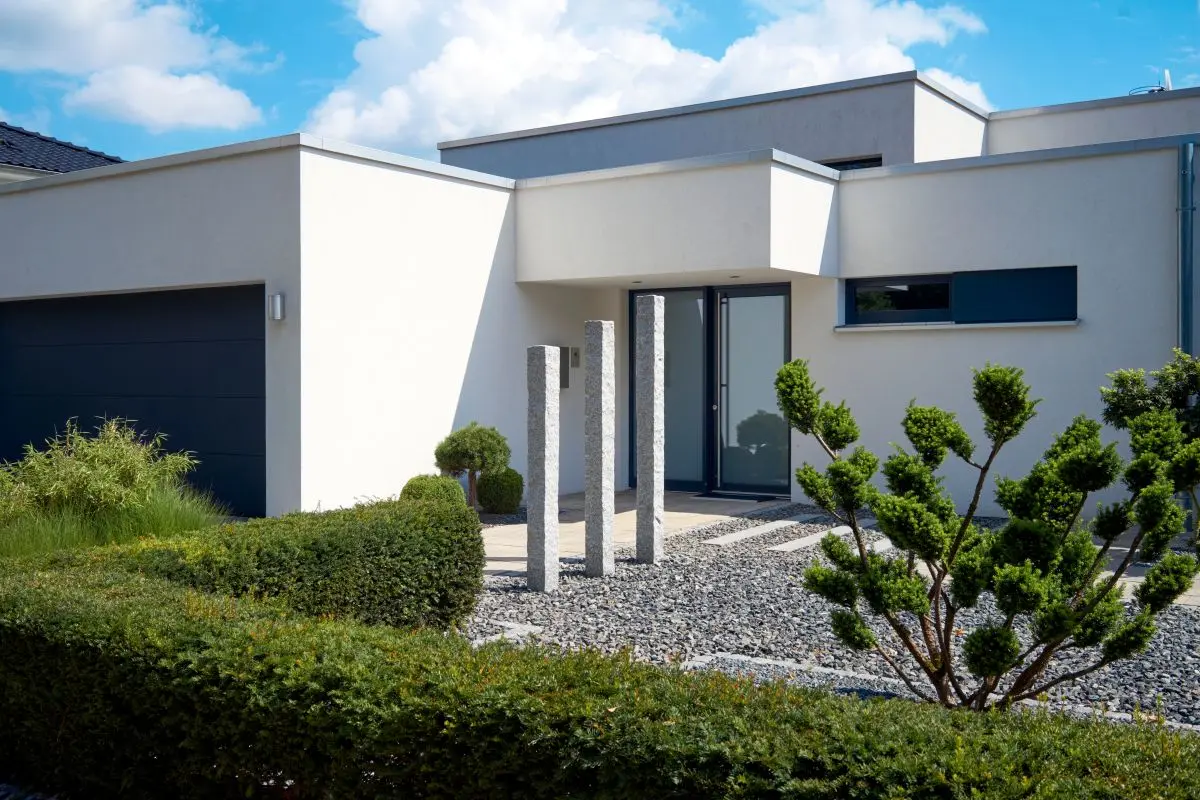 residential flat roof small white house