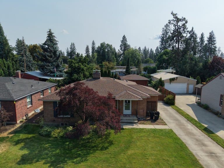 New Burnt Sienna roof replacement in South Hill Spokane on a brick rancher on W 36th Ave