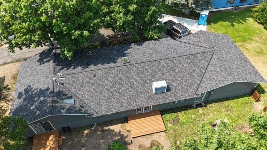 New CertainTeed Landmark PRO in Moire Black roof installed by Alpine Roofing on N Idaho St, Post Falls