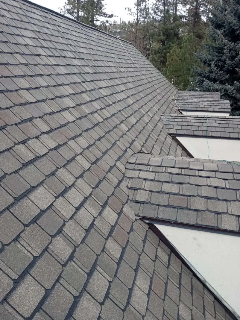 Closeup shot of a gray roof on a house in Spokane, Washington.