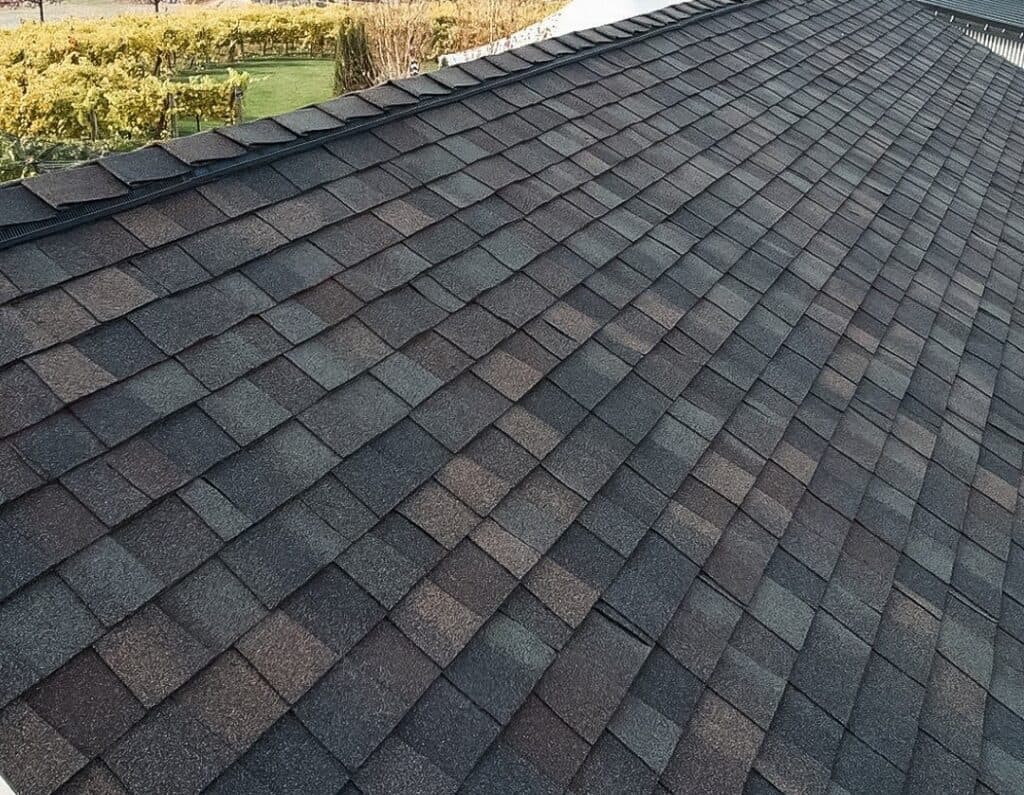 Close up of architectural asphalt shingles