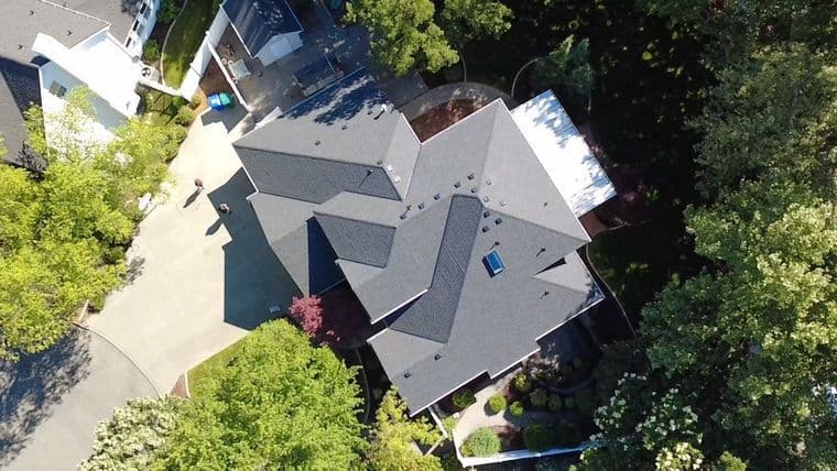 New CertainTeed Landmark in Moire Black roof installed by Alpine Roofing on S Bannen Ct, Spokane Valley