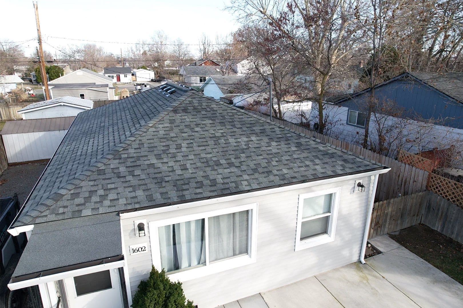 New CertainTeed Landmark Granite Gray roof installed on a home at 1602 Marshall Avenue in Richland, WA by Alpine Roofing, enhancing curb appeal and durability.