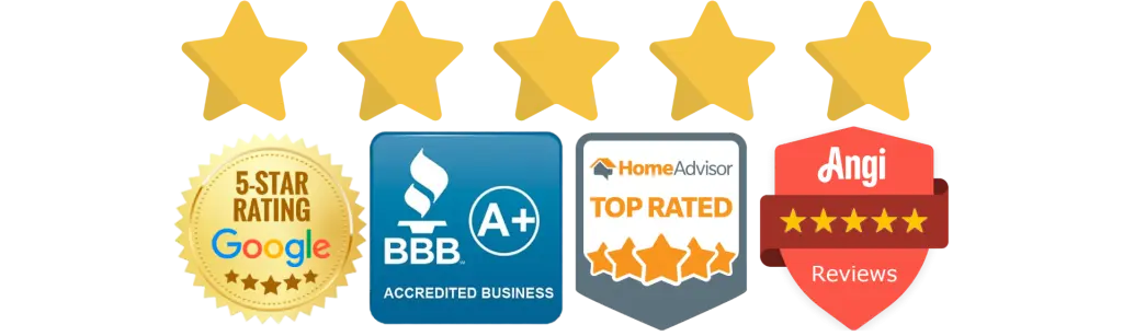 Alpine Roofing 5-star reviews - Google, BBB A+ Accredited, HomeAdvisor Top Rated, Angi