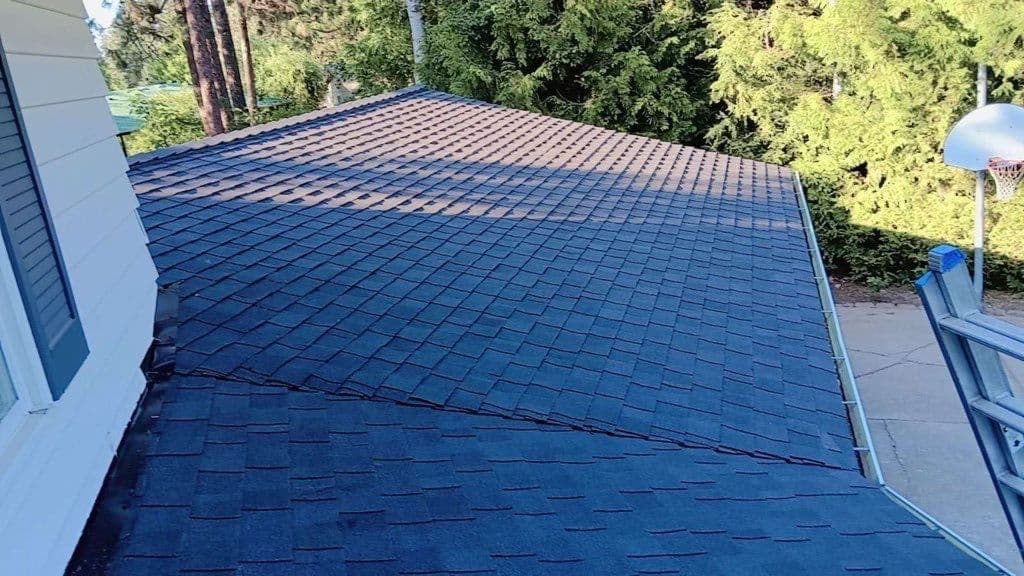 Kennewick roof installation project featuring a close up shot of a newly shingled roof.