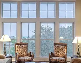large windows inside a living room