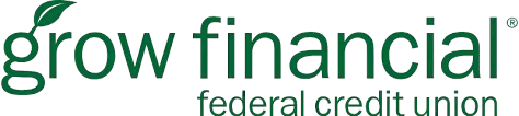The green text logo with a leaf graphic for Grow Financial Federal Credit Union, shown as a proud sponsor of Tampa Turf Services.