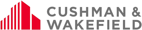 The red and grey logo of Cushman & Wakefield, a valued commercial real estate partner and sponsor of Tampa Turf Services.