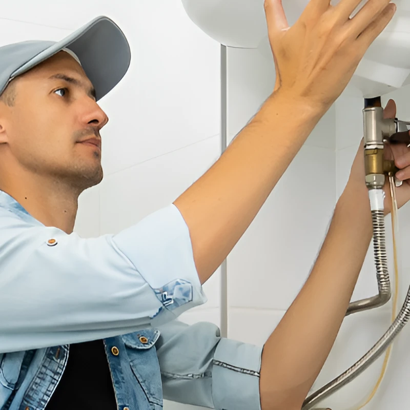 plumber installing a tankless water heater in OK