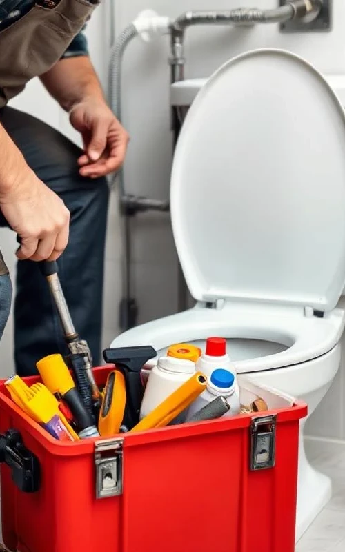 plumber with plumbing toolbox