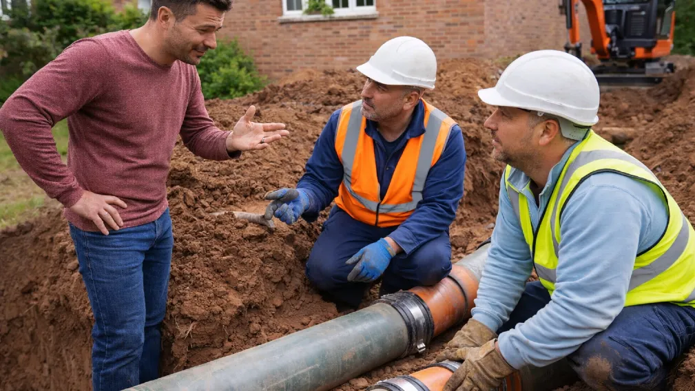 Sewer line replacement in progress