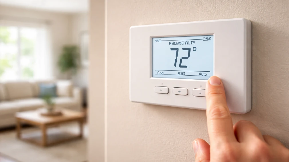person setting AC temperature