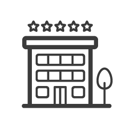 Luxury hotel icon drawn with black lines
