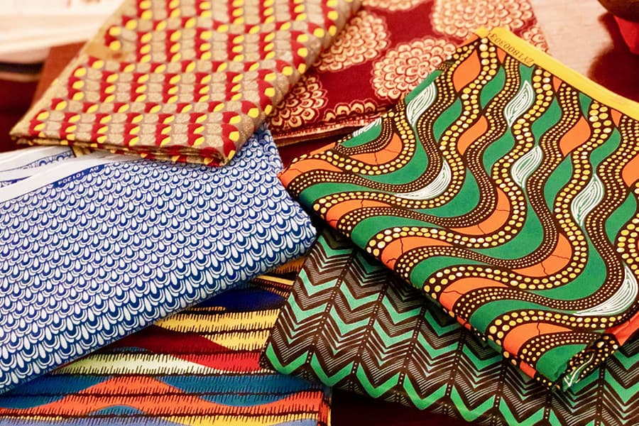 Traditional fabrics for sale while on a luxury safari in East Africa.