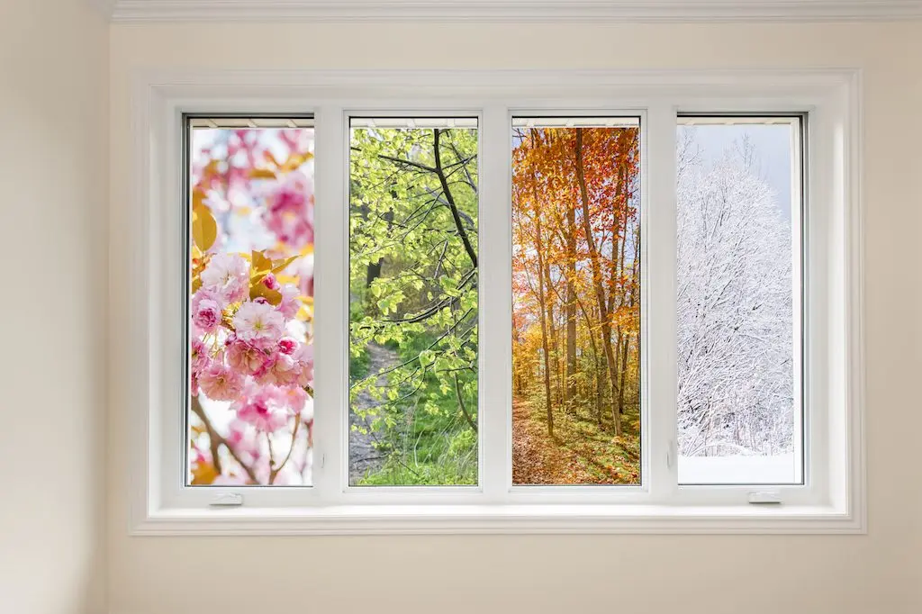 Window view of four seasons