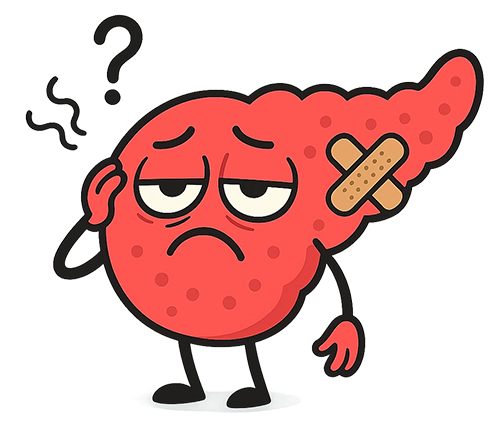 Damaged pancreas exhaused from all the work it needs to do to sustain healthy blood glucose levels