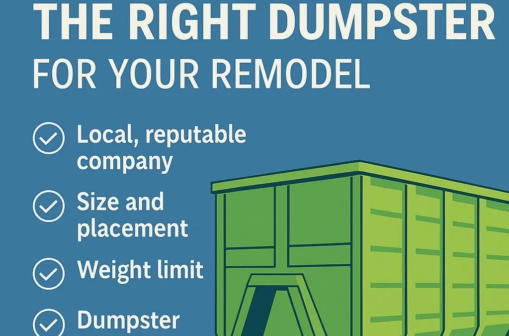 How to Choose the Right Dumpster for Your Remodel: A Contractor’s Guide to Smooth, Stress-Free Cleanups