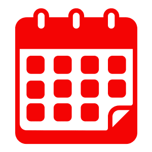 Red calendar schedule planner icon on white background