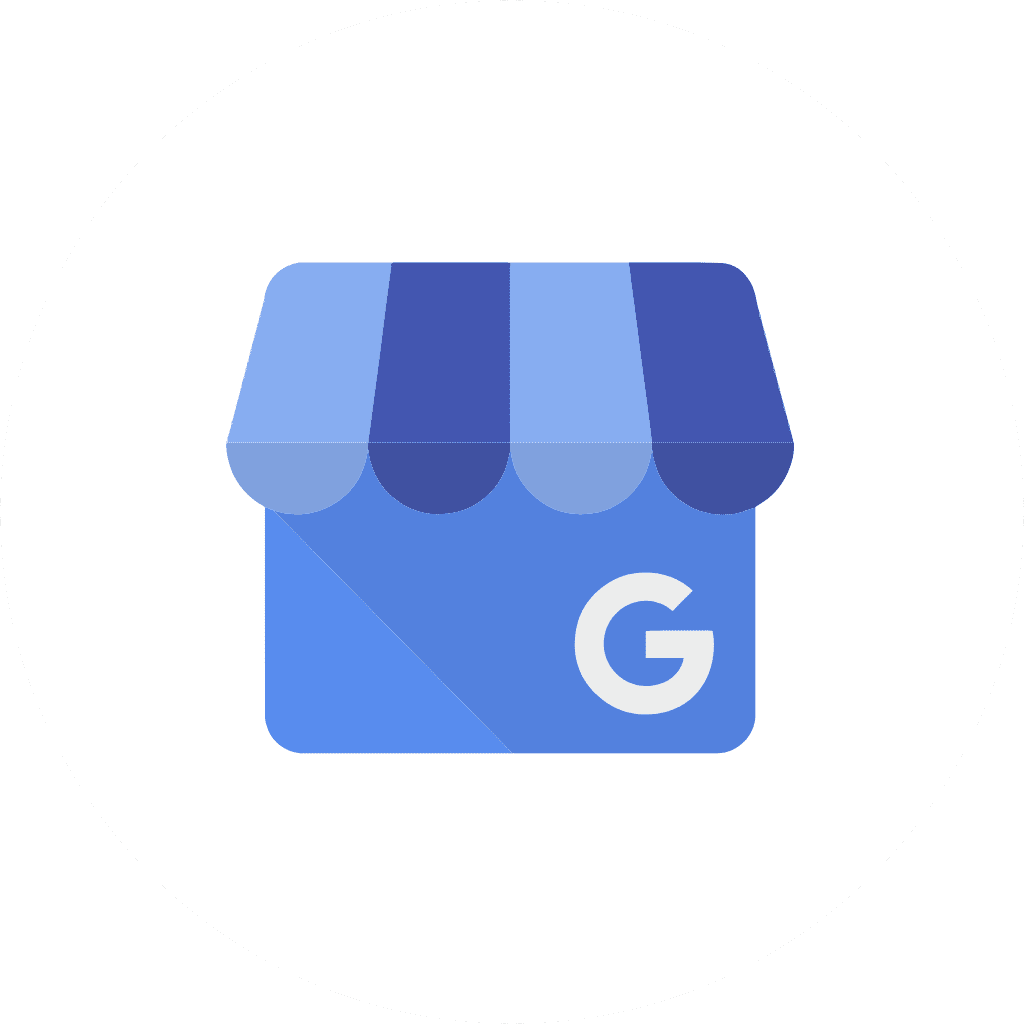 Google Business Profile storefront logo icon inside a white circle