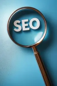 seo magnifying glass with word seo