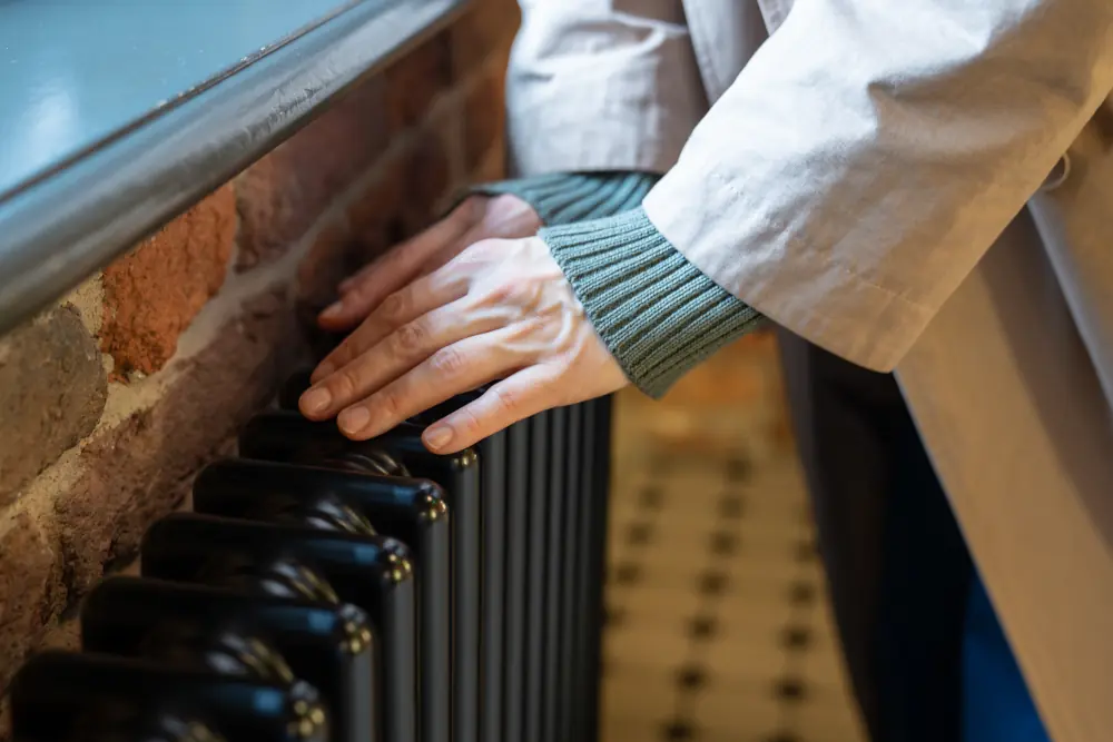 Hands on radiator